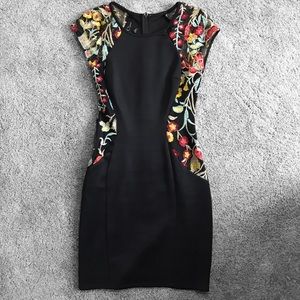 BCX Black Floral Embroidered Bodycon Formal Dress